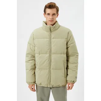 KOTON, Geaca uni cu guler mediu, Verde pal, L