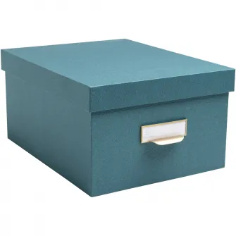 Set 3 cutii depozitare cu capac Exacompta OfficeByMe, Carton 3mm, Suport eticheta, Certificare FSC, format A4+, A5++, A6++, Albastru