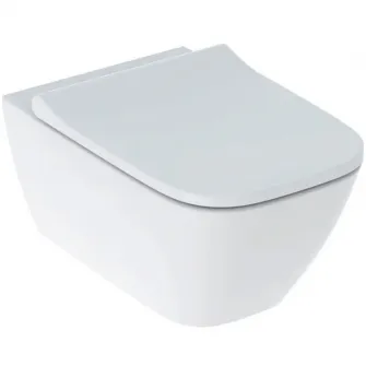 Set vas WC suspendat Geberit Smyle Square 500.683.00.2 cu capac slim wrap over duroplast, soft close, spalare verticala, ceramica