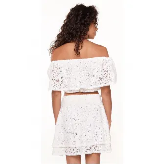 LingaDore, Bluza crop din dantela, pentru plaja, Alb murdar, 42