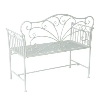 Banca de gradina Outsunny Romantic, 2 Locuri, Fier, 113.5x50x93.5 cm, Alb