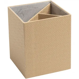 Suport instrumente de scris Exacompta OfficeByMe, 3 compartimente, carton 3mm, 9x9x10,7 cm, Bej