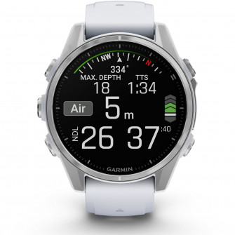 Smartwatch Garmin fenix 8, 43mm, AMOLED, Glass, Silver, Whitestone Silicone Band