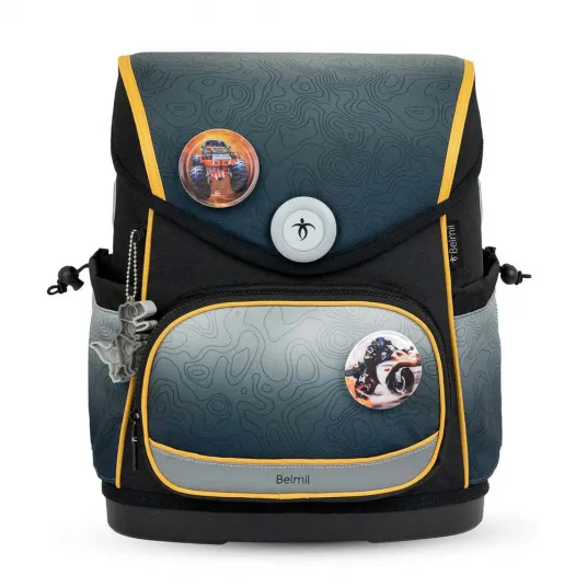Belmil, Rucsac ergonomic cu partea din spate dublata Compact Plus, Negru, Galben