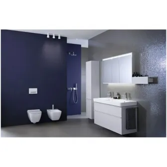 Set vas WC suspendat Geberit Smyle Square 500.683.00.2 cu capac slim wrap over duroplast, soft close, spalare verticala, ceramica