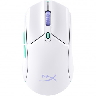 Mouse gaming wireless HyperX Pulsefire Haste 2 Core, 12000 DPI, ultrausor (70 g), 2,4GHz/Bluetooth 5.2, autonomie pana la 100 de ore, 6 butoane, software NGENUITY, PTFE skates, alb