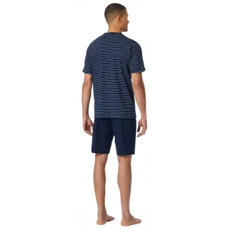 Schiesse, Pijama de bumbac cu maneci scurte, Albastru inchis, 2XL