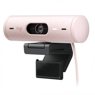 Camera web Logitech Brio 500, Full HD 1080p, RightLight 4, 90 FoV, USB-C, Privacy - Rose
