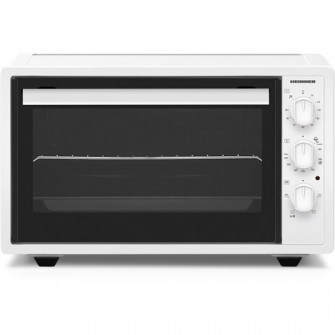 Cuptor electric Heinner HCE-S37WH, 1650W, capacitate 37l, 220°C, 4 functii de gatire, timer, grill, accesorii: gratar si tava de copt, Alb