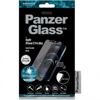 Folie sticla de protectie PanzerGlass pentru Apple iPhone 12 Pro Max - CamSlider, Transparenta / Rama Neagra