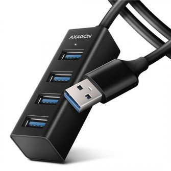 Hub USB AXAGON HUE-M1AL, 4 porturi USB-A 3.2 Gen1, Cablu USB-A 1.2m