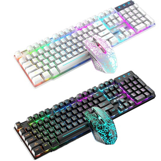 Sway Reductor Retired Kit Tastatura si Mouse T3 Wireless iluminare rainbow Gaming Alb