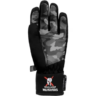 Manusi ski baieti Reusch Warrior R-TEX XT -Marco Schwarz, negru/gri camuflaj, marime 5-S