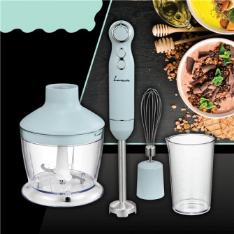 Mixer vertical Fram FHBL-RAC1200BL, 1200W, viteza variabila, functie Turbo, accesorii: tocator, tel, cana de mixat, picior blender din inox, motor DC, capacitate tocator: 500 ml, capacitate cana de mixare: 600 ml, buton ON/OFF, Bleu