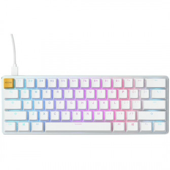 Tastatura mecanica gaming Glorious PC Gaming Race GMMK Compact, iluminare RGB, switch Gateron Brown, US-Layout, Ice White