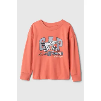 GAP, Bluza cu decolteu la baza gatului si imprimeu, Portocaliu, 70 CM