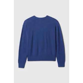 GAP, Pulover tricotat fin cu decolteu la baza gatului, Albastru, 110 CM