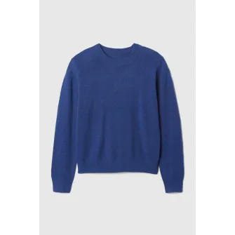 GAP, Pulover tricotat fin cu decolteu la baza gatului, Albastru, 110 CM