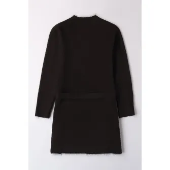 IDO, Cardigan lung din amestec de lana, Negru, 140 CM
