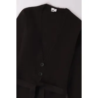 IDO, Cardigan lung din amestec de lana, Negru, 140 CM