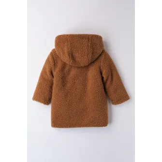 IDO, Haina cu gluga, din blana shearling sintetica, Caramel, 128 CM
