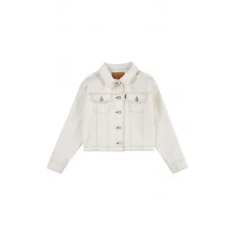 Levi's, Jacheta de denim cu nasturi si buzunare, Alb, 164 CM