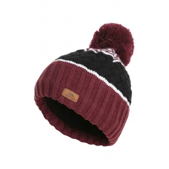 Trespass, Caciula tricotata cu ciucure Axel, Rosu Bordeaux/Negru/Alb, 48-53 CM Standard
