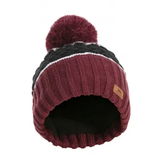Trespass, Caciula tricotata cu ciucure Axel, Rosu Bordeaux/Negru/Alb, 48-53 CM Standard