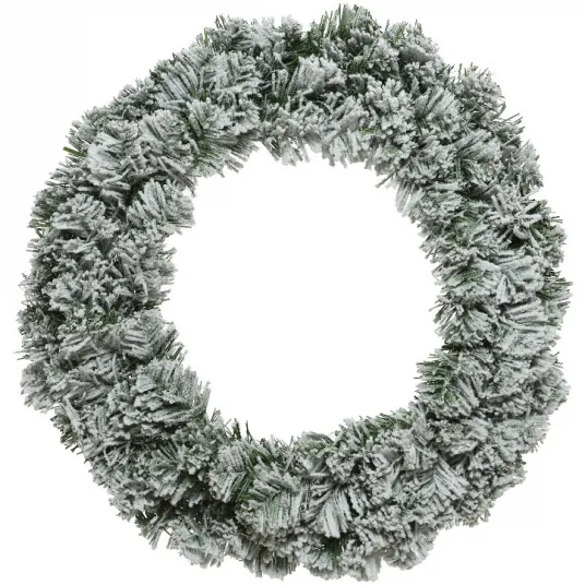 Coronita imperiala Craciun Decoris cu aspect nins, 50 cm, alb/verde