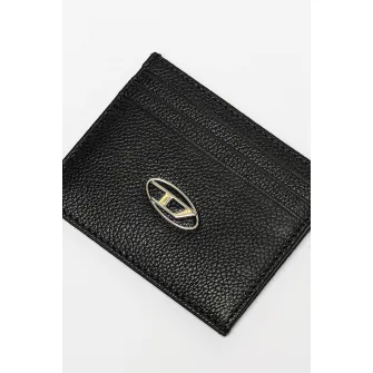 Diesel, Portcart din piele cu logo Johnny, Negru