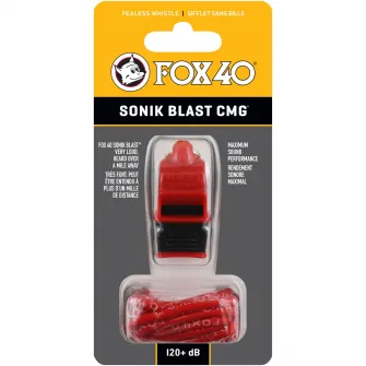 Fluier Fox 40 Sonik CMG cu snur, rosu/negru
