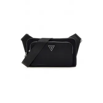 GUESS, Geanta crossbody cu logo discret Milano, Negru
