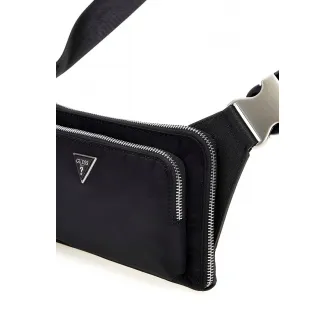 GUESS, Geanta crossbody cu logo discret Milano, Negru