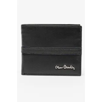 Pierre Cardin, Portofel pliabil de piele, Negru, Bleumarin