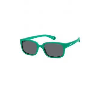 Polaroid, Ochelari de soare dreptunghiulari cu logo, Verde deschis, 44-16-125