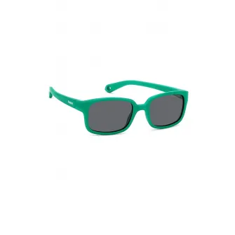Polaroid, Ochelari de soare dreptunghiulari cu logo, Verde deschis, 44-16-125