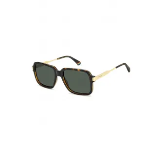 Polaroid, Ochelari de soare patrati cu lentile polarizate, Auriu, Negru, Caramel, 56-18-140