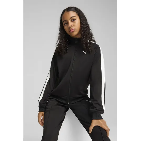 Puma, Jacheta regular-fit cu logo, Negru, Alb optic, 128 CM
