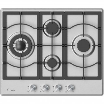Plita incorporabila Fram FBH-M4IWF-SS, Gaz, 4 arzatoare, Gratar fonta, Wok, Aprindere electrica, Dispozitiv de siguranta, 60 cm, Inox