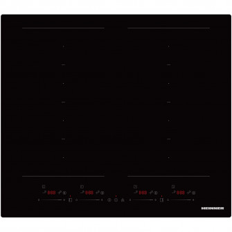 Plita incorporabila Heinner HBHI-M4ZB2FXSMTC, Inductie, 4 zone de gatit, Bridge, Boost, Slim, Control touch, Timer, Protectie copii, Indicator caldura reziduala, 60 cm, Negru