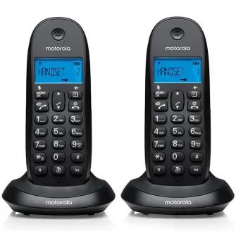 Set Duo - Telefon fix fara fir Motorola DECT C1002CB+, Negru