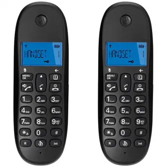 Set Duo - Telefon fix fara fir Motorola DECT C1002CB+, Negru