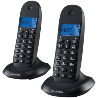 Set Duo - Telefon fix fara fir Motorola DECT C1002CB+, Negru