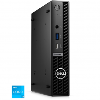 Sistem Desktop Dell OptiPlex 7020 MFF cu procesor Intel® Core™ i3-14100T pana la 4.40 GHz, 8GB DDR5, 256GB SSD, Intel® UHD Graphics 730, Windows 11 Pro, Black, 3y ProSupport and Next Business Day Onsite Service