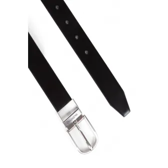 Valentino Bags, Curea de piele cu catarama metalica, Negru, Bleumarin, 130