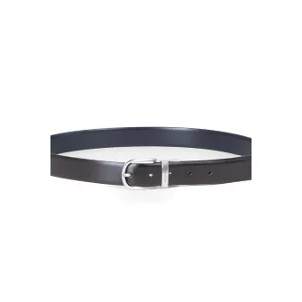 Valentino Bags, Curea de piele cu catarama metalica, Negru, Bleumarin, 130