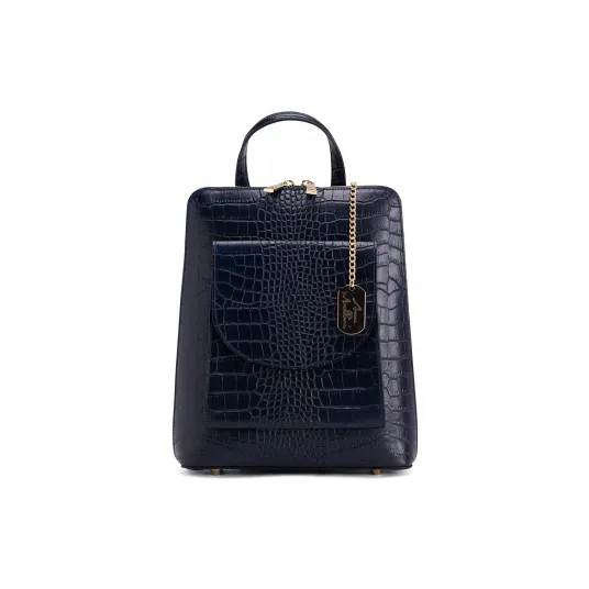 Anna Morellini, Rucsac convertibil de piele Viviana, Bleumarin