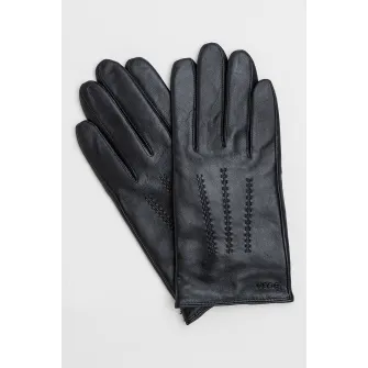 BOSS, Manusi de piele cu cusaturi, Negru, 25 CM