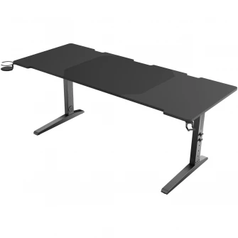 Birou gaming Genesis Holm Modular 180, material metal MDF, reglabil pe inaltime 70 - 90 cm, iluminare RGB, management cabluri, Negru