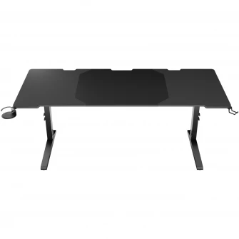 Birou gaming Genesis Holm Modular 180, material metal MDF, reglabil pe inaltime 70 - 90 cm, iluminare RGB, management cabluri, Negru